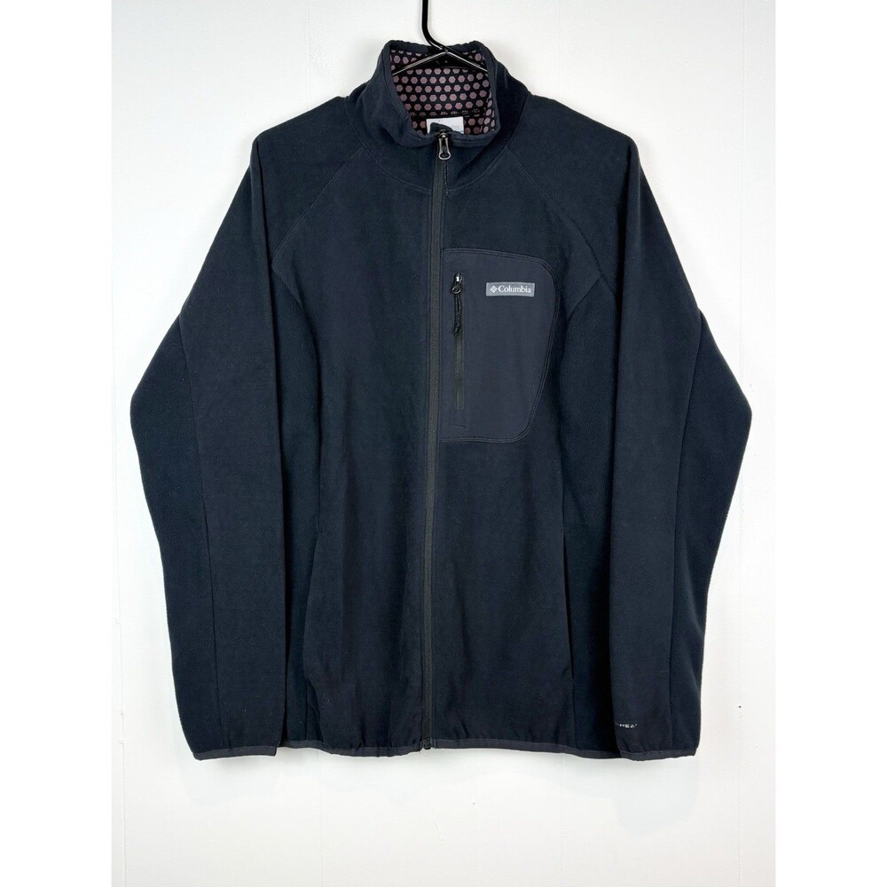 Columbia Women's XL Fleece Jacket Black Full Zip Outdoor Tracks Omni-Heat NEW